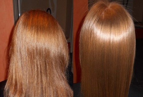 Волосы до и после глазирования