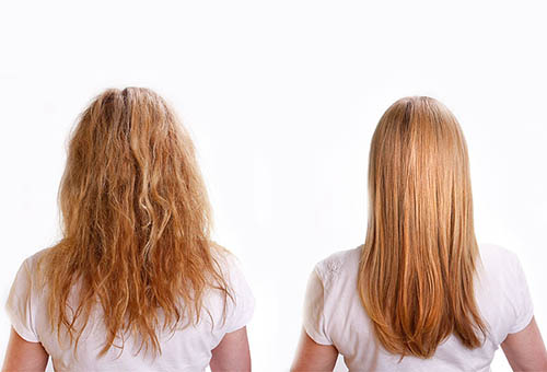 Волосы до и после кератинового лечения