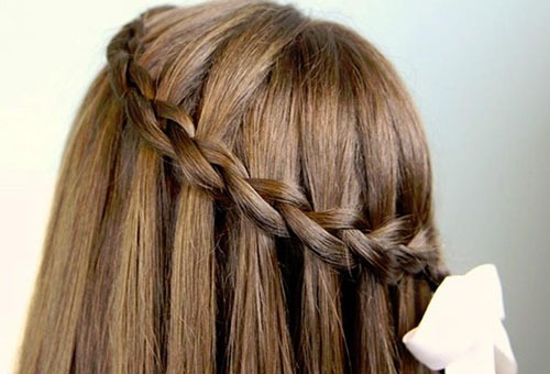 Прическа "Водопад" на длинных волосах