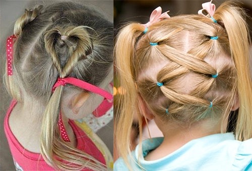 Сердечки и корзинка из волос для девочки 3-5 лет