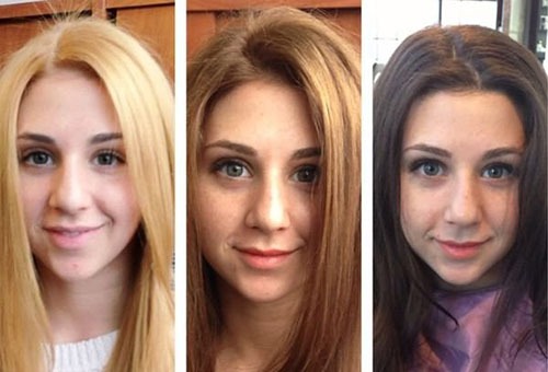 До и после тонирования волос